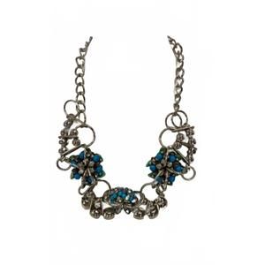 NEW PAM HIRAN howlite rodium ripple necklace in turqoise